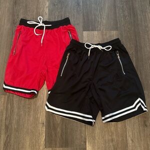 Men's Red and Black Athletic Shorts